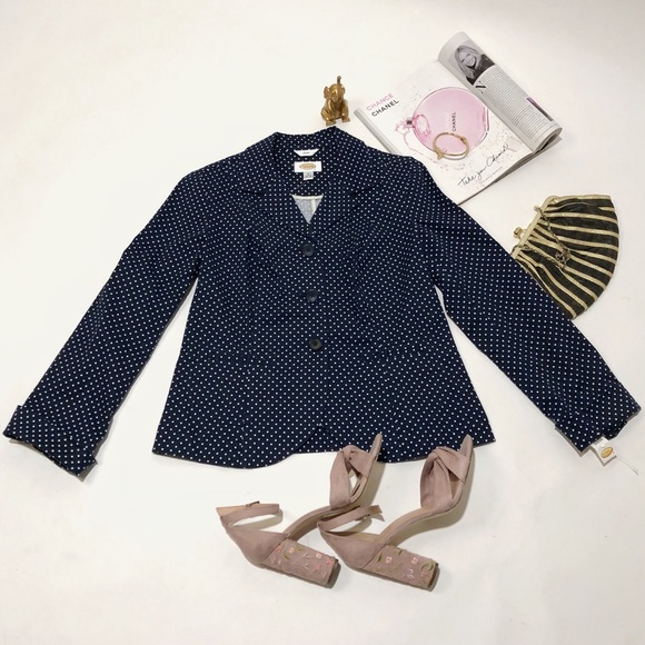 Talbots Jackets & Blazers - Talbots Navy Blue And White Polka Dot Blazer Sz 8